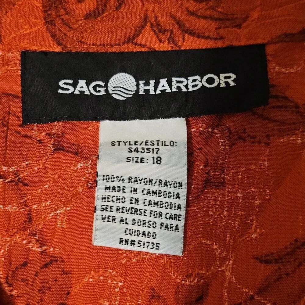 Sag Harbor Plus Size 16/18 Skirt & Blouse Set Red Floral Lightweight Modest New